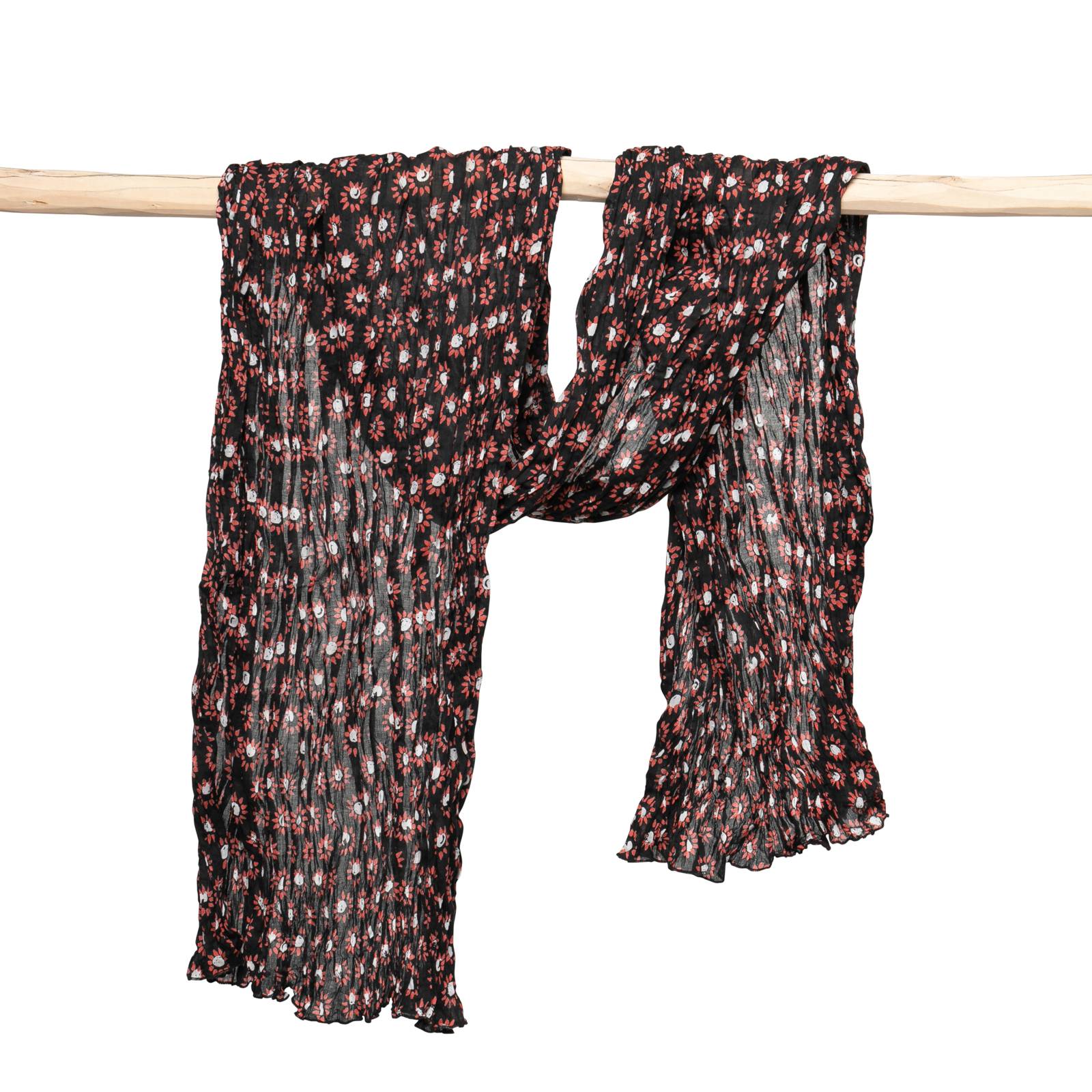 écharpes et foulards Grande écharpe chèche Sol - 100% Coton Ethnique EC213 BLACK AUSTRAL