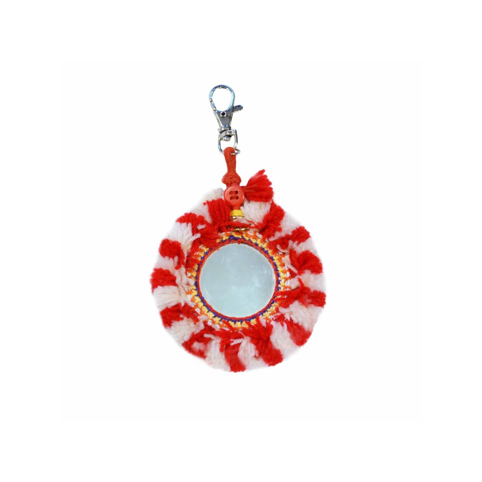 Bijoux de sacs Clip miroir bicolore Ethnique K84 ROUGE
