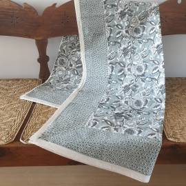 Nappe 150x150 cm - Petunia Block Print-100% Coton Bio