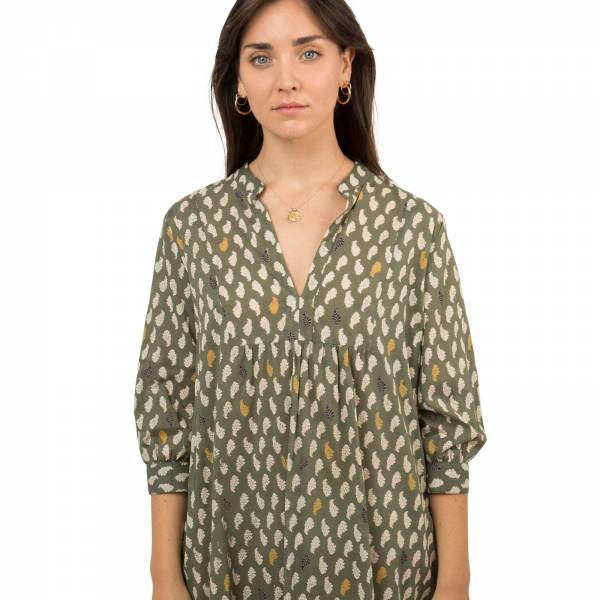 Robes Robe Jade Plume 100% Coton XL Ethnique VR1112 VERT SAFARI