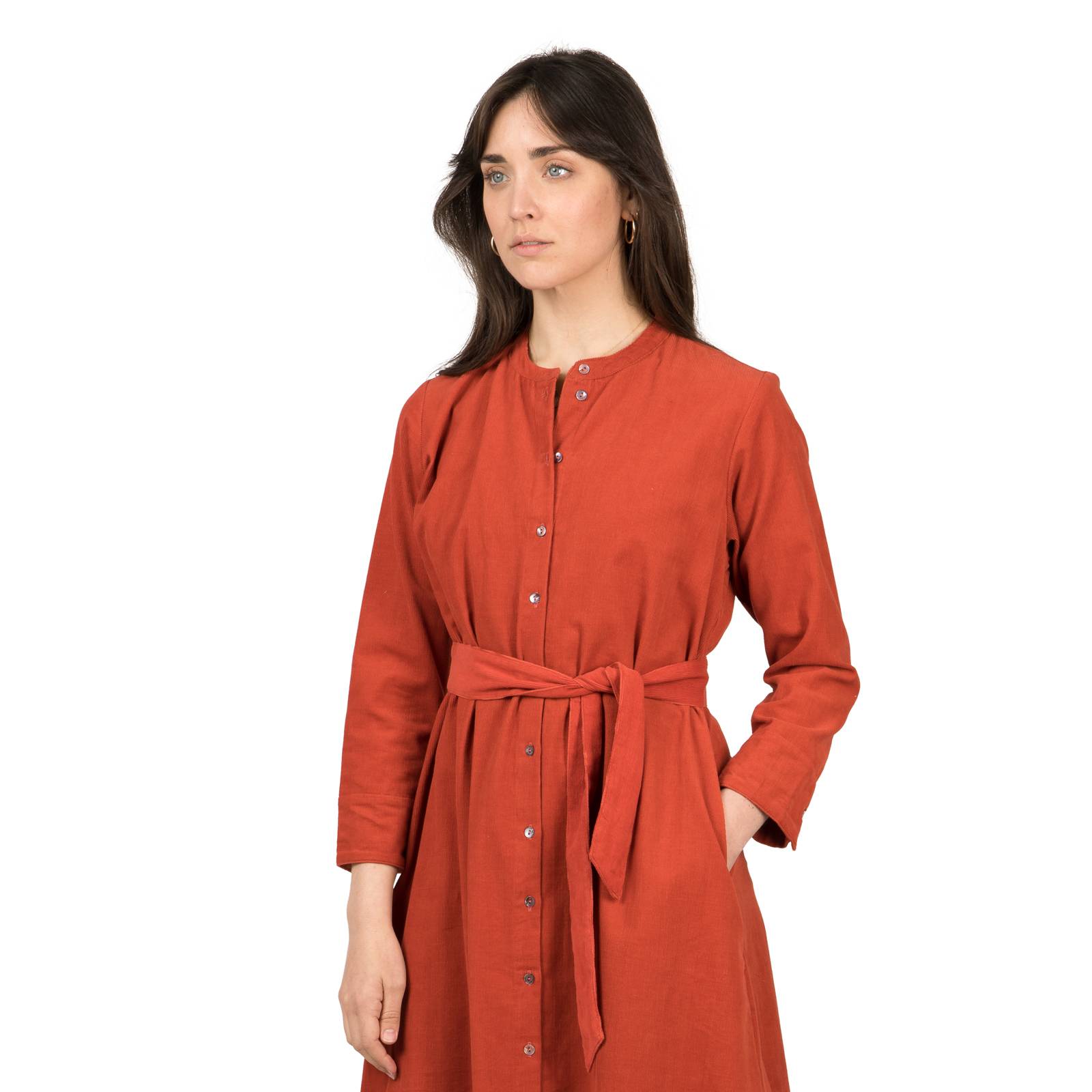 Robes Robe mi longue Gisele Velvet 100% Coton Ethnique VR1619 ORANGE