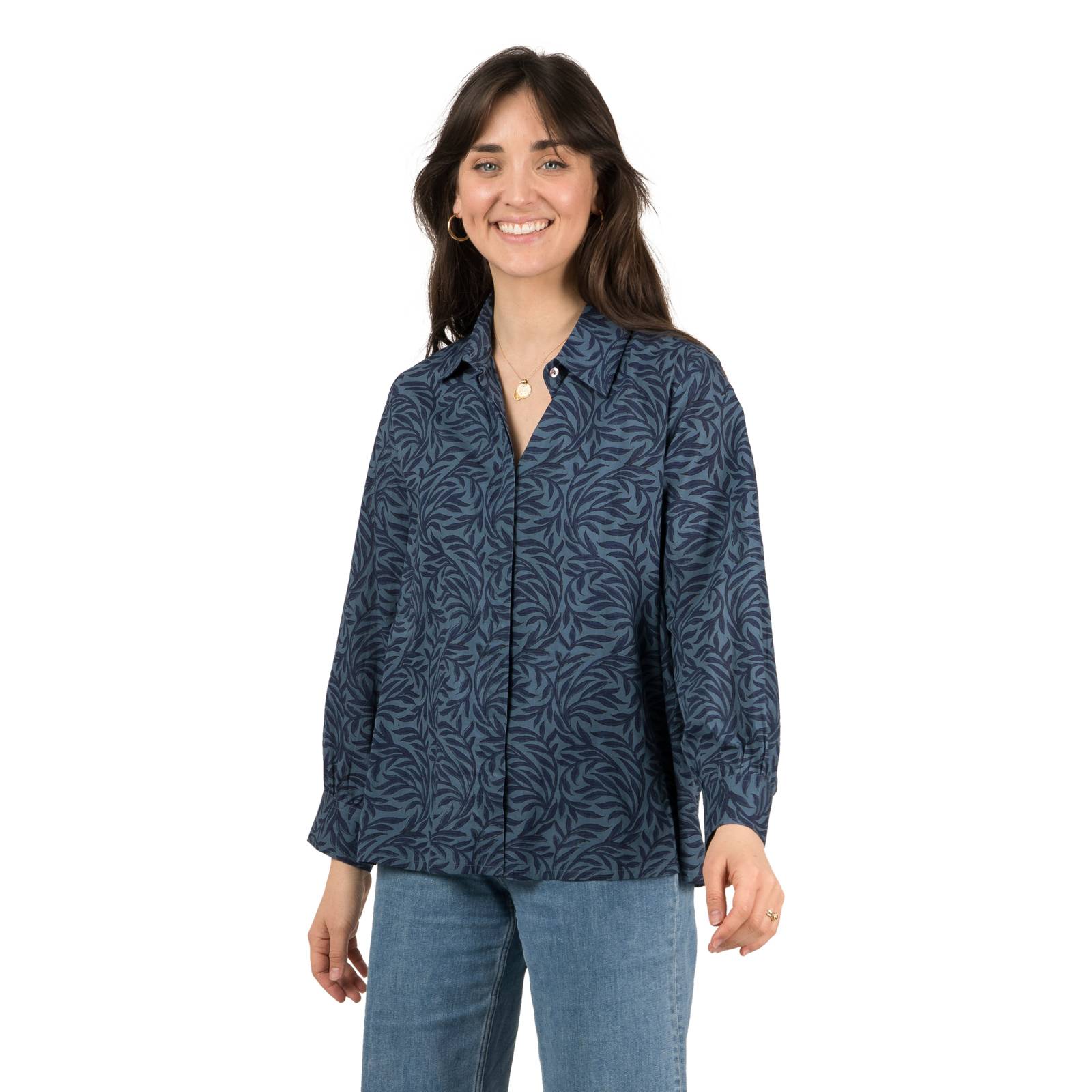 Chemises et blouses Chemise Lily Oli 100% Coton Bio Ethnique VT1610 Navy