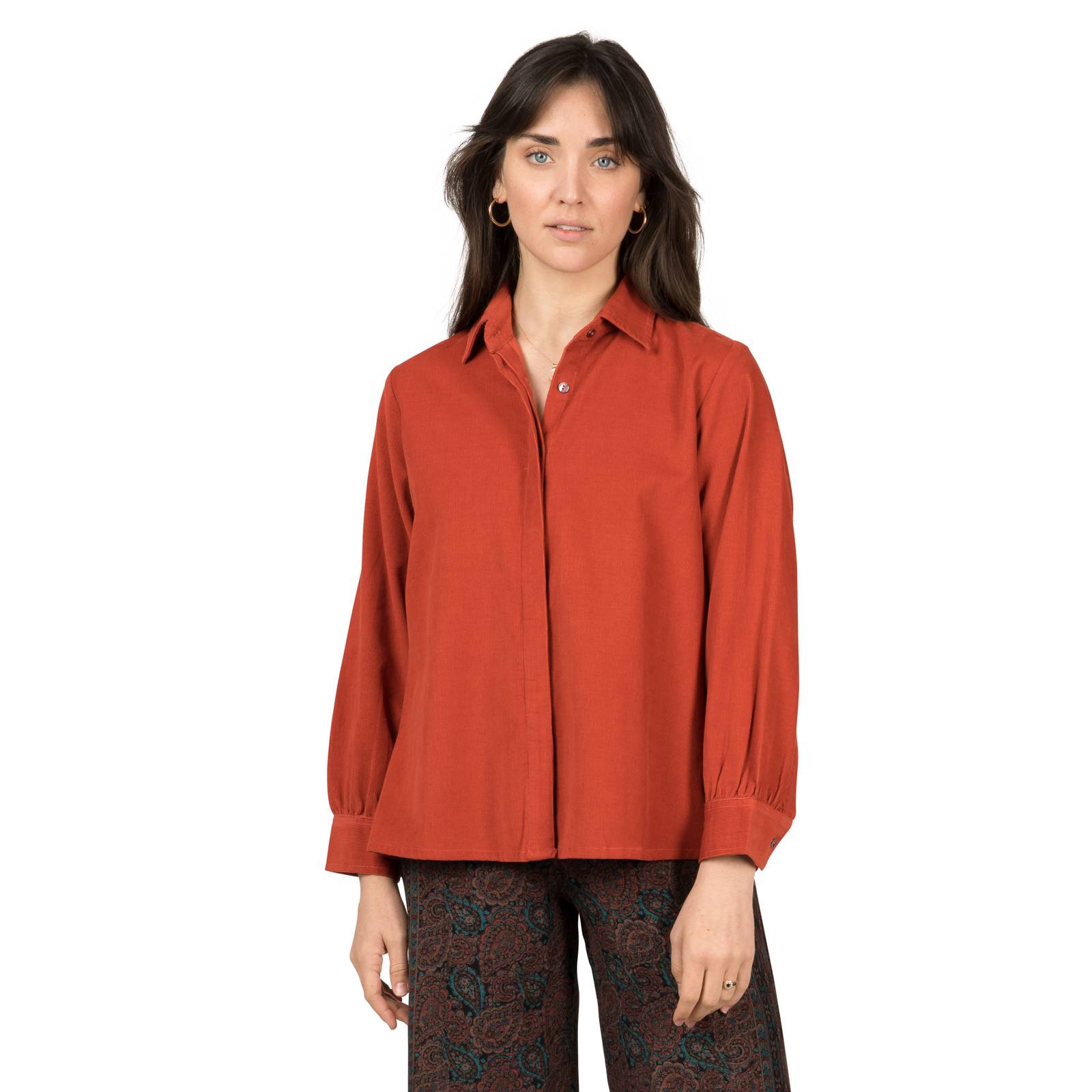 Chemises et blouses Chemise Lily Velvet 100% Coton Ethnique VT1620 ORANGE