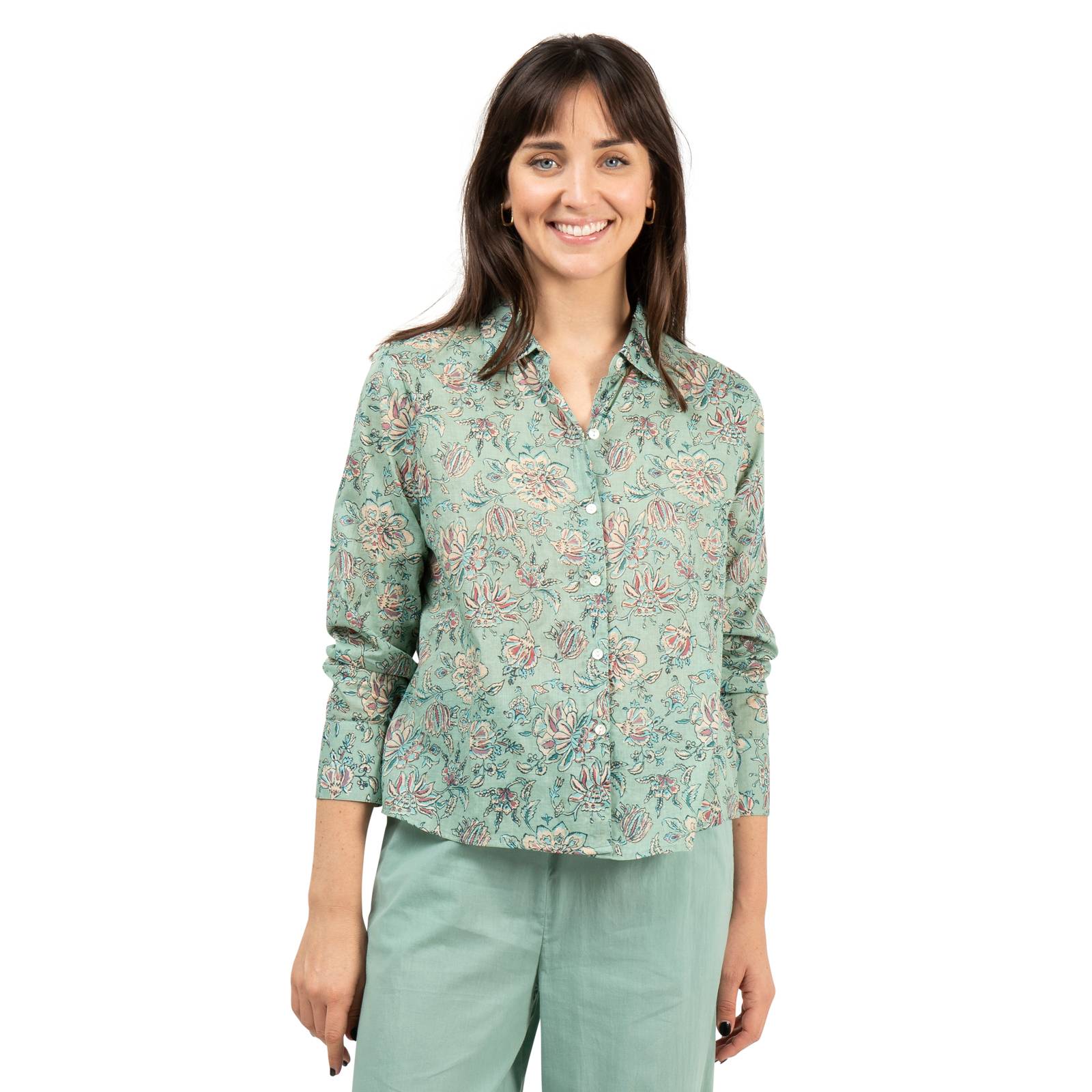 Chemises et blouses Chemise Alka Grace - 100% Coton Ethnique VT2151 GREEN COTTAGE