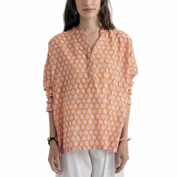 Chemises et blouses Chemise Carlota Tree 100% Coton Ethnique VTV319 ORANGE SUN