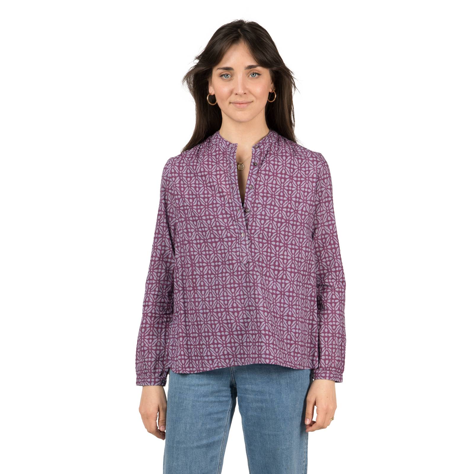 Chemises et blouses Chemise Helen Kale 100% Coton Bio Ethnique VT1607 PURPLE