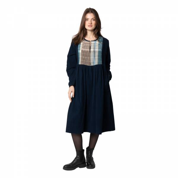 Robes Lucy Dress Velvet 100% Coton Ethnique VR2705 Navy