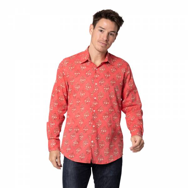 Chemises pour homme Chemise homme Bouquet - 100% Coton Bio Ethnique VT2433 ORANGE AUSTRAL
