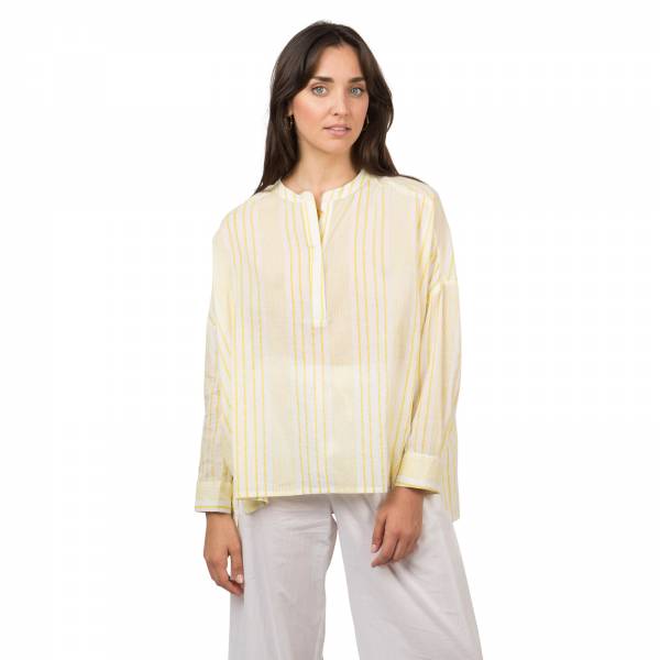 Chemises et blouses Chemise Carlotta Stripes 100% Coton Bio Ethnique VT1315 JAUNE PROVENCE