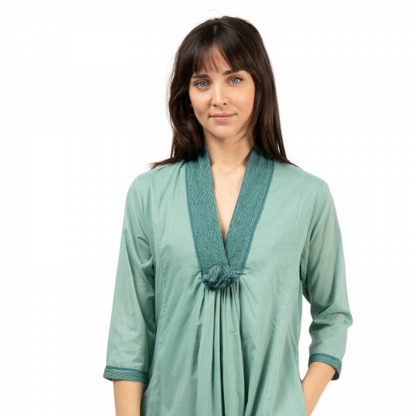 Outlet Mode Robe manches 3/4 Anaelle - 100% Coton Ethnique VR2206 GREEN
