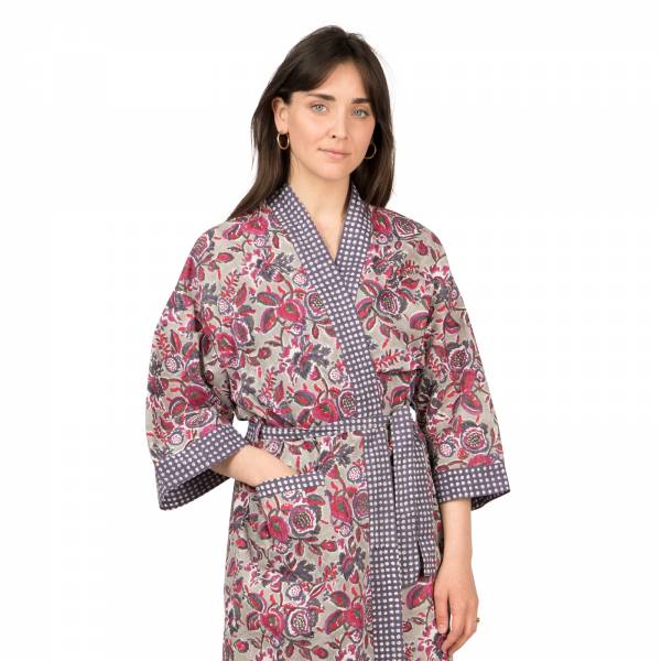 Kimonos Grand Kimono Petunia 100% Coton Bio Ethnique VR1617 PURPLE