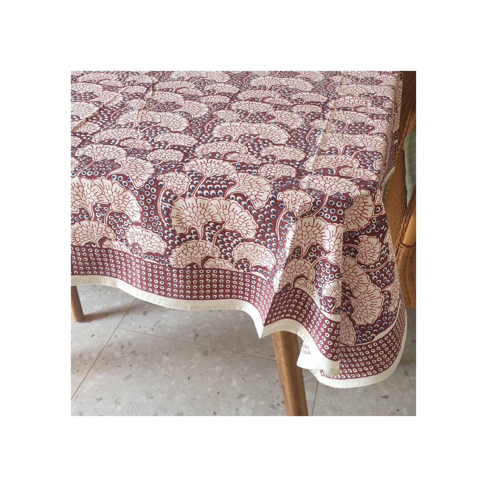 A table ! Nappe de table Petula 150x250 cm - Block Print Ethnique TB232 DARK RED