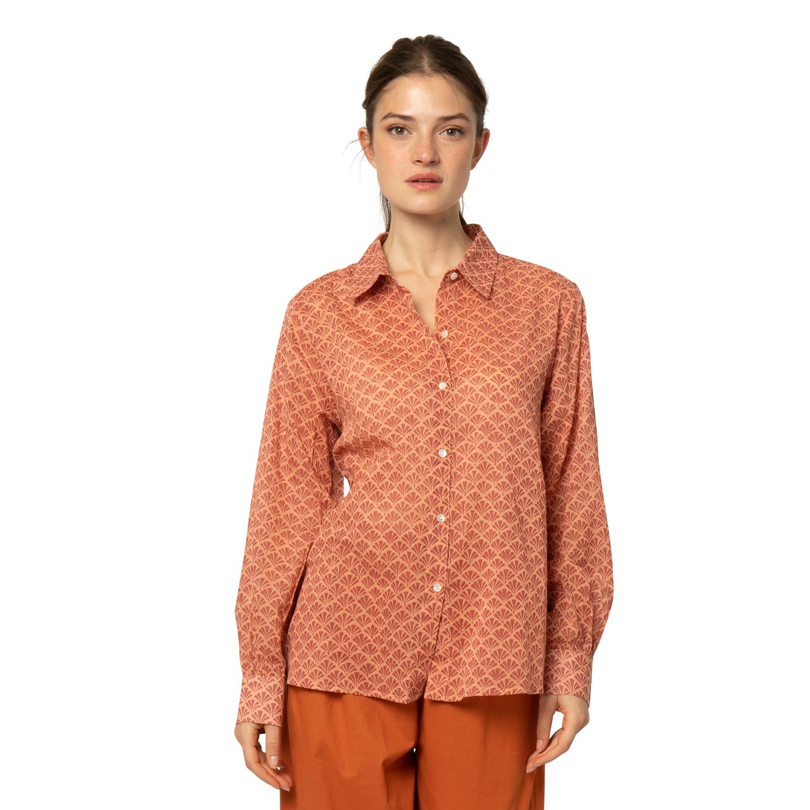 Chemises et blouses Alka Shirt Peacock 100% Coton Ethnique VT3238 ORANGE