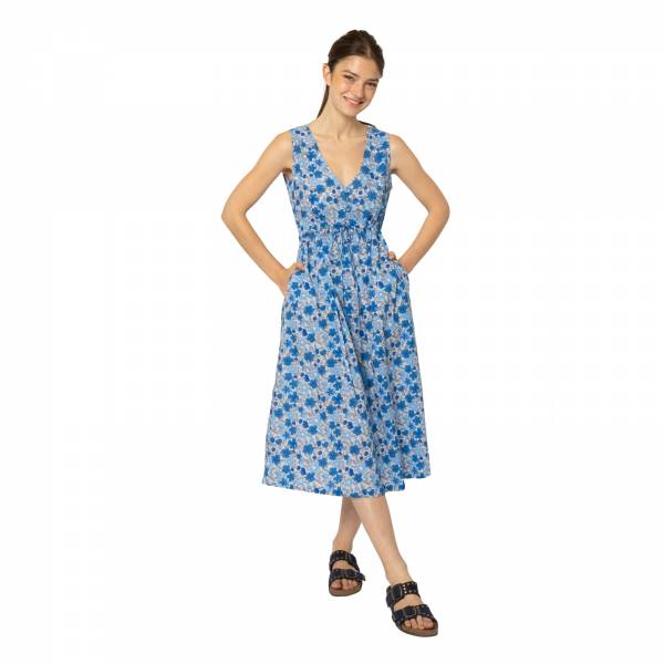 Robes Natasha Dress Georgette 100% Coton Ethnique VR3204 BLUE