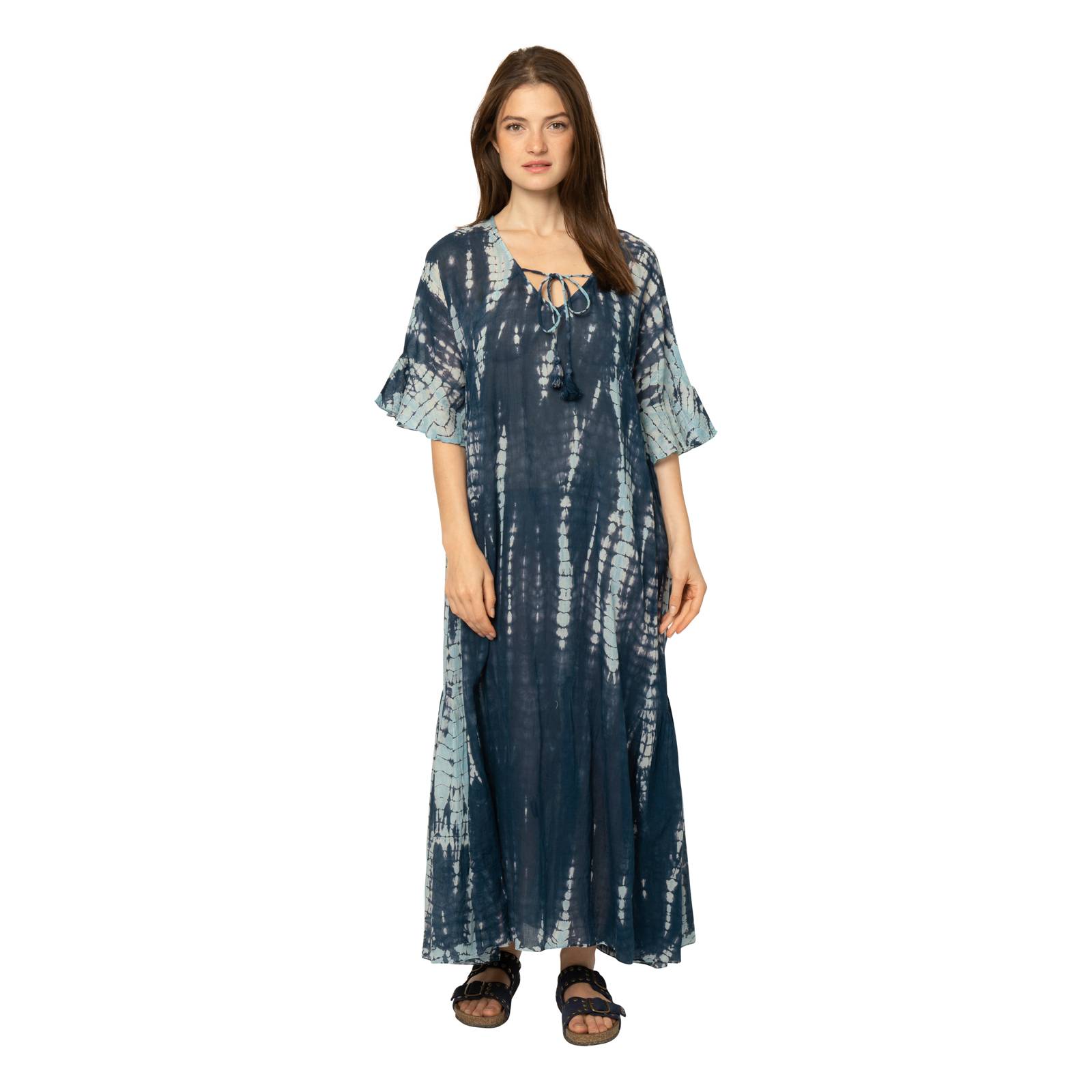 Robes Elsa Dress T&d 100% Coton Ethnique VR3405 NAVY BLUE