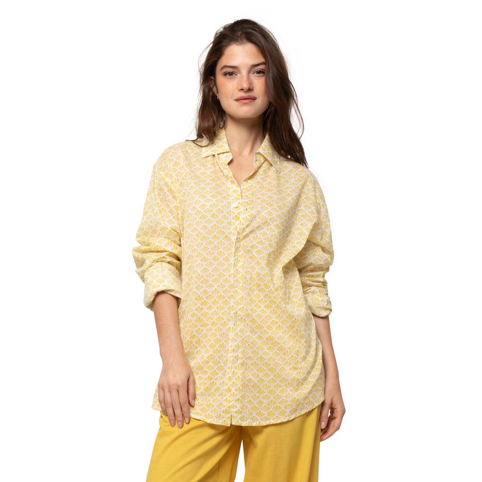 Chemises et blouses Chemise femme Peacock 100% Cotton Ethnique VT3802W OCHRE