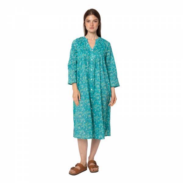 Robes Robe Angela Petales 100% Coton Ethnique VR3209 GREEN