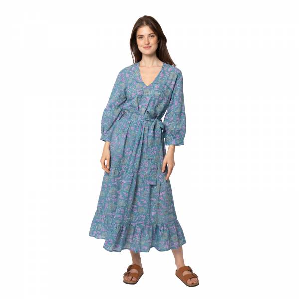 Robes Robe Lolita Parvati 100% Coton BIO Ethnique VR3507 GREEN