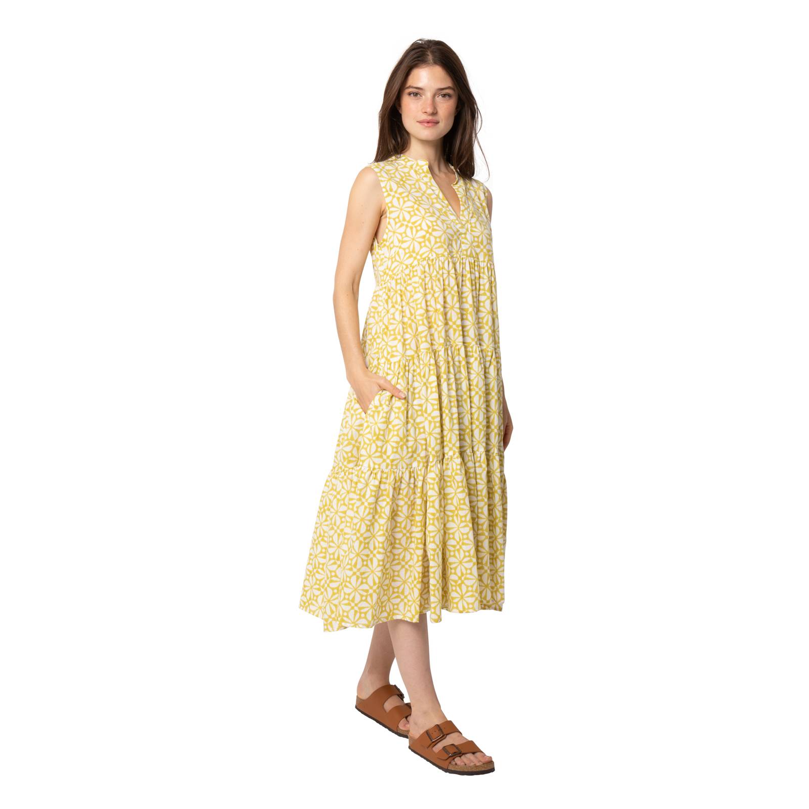 Robes Robe Margaret Petal 100% Organic Cotton Ethnique VR3103 YELLOW FLAVE