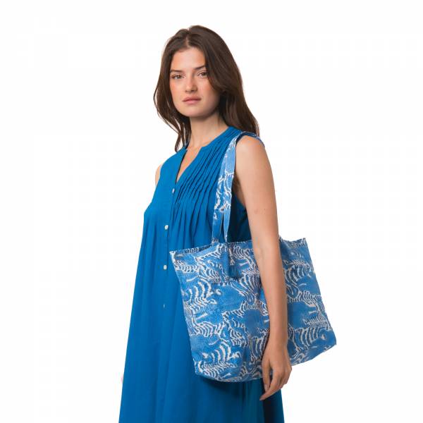 Sacs Carry Bag Tiger 100% Organic Cotton Ethnique SB4007 BLUE