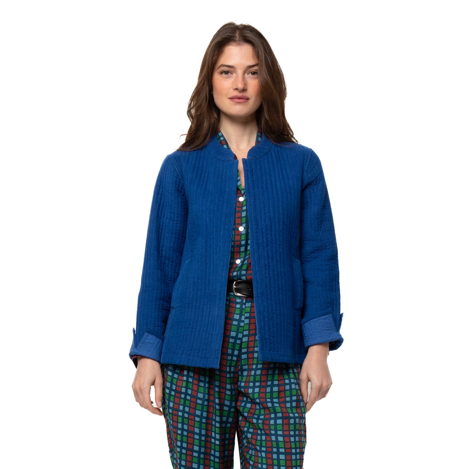 Vestes et manteaux Nancy Quilted Jacket Velvet 100% Coton Velvet Ethnique VM3622 BLUE