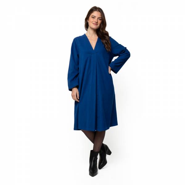 Robes Neha Dress Velvet 100% Coton Ethnique VR3624 BLUE