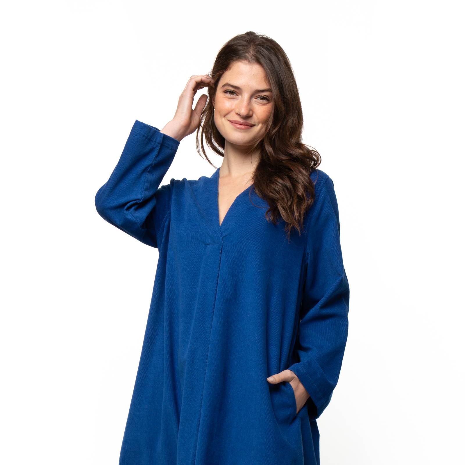 Robes Neha Dress Velvet 100% Coton Ethnique VR3624 BLUE