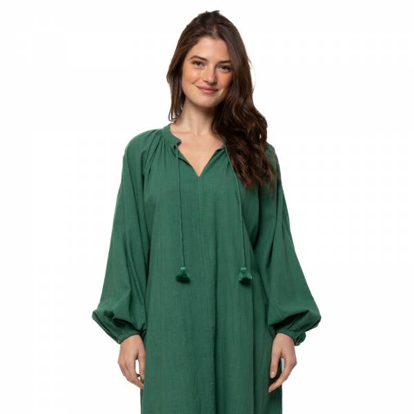 Robes Anouk Dress Slub 100% Coton Ethnique VR3636 GREEN