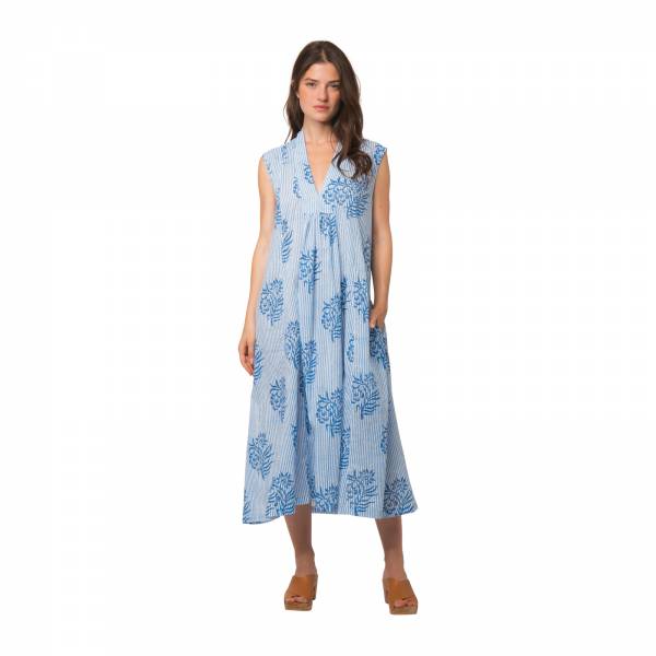 Vêtements Miana Dress Cruise 100% Organic Coton Ethnique VR4101 BLUE