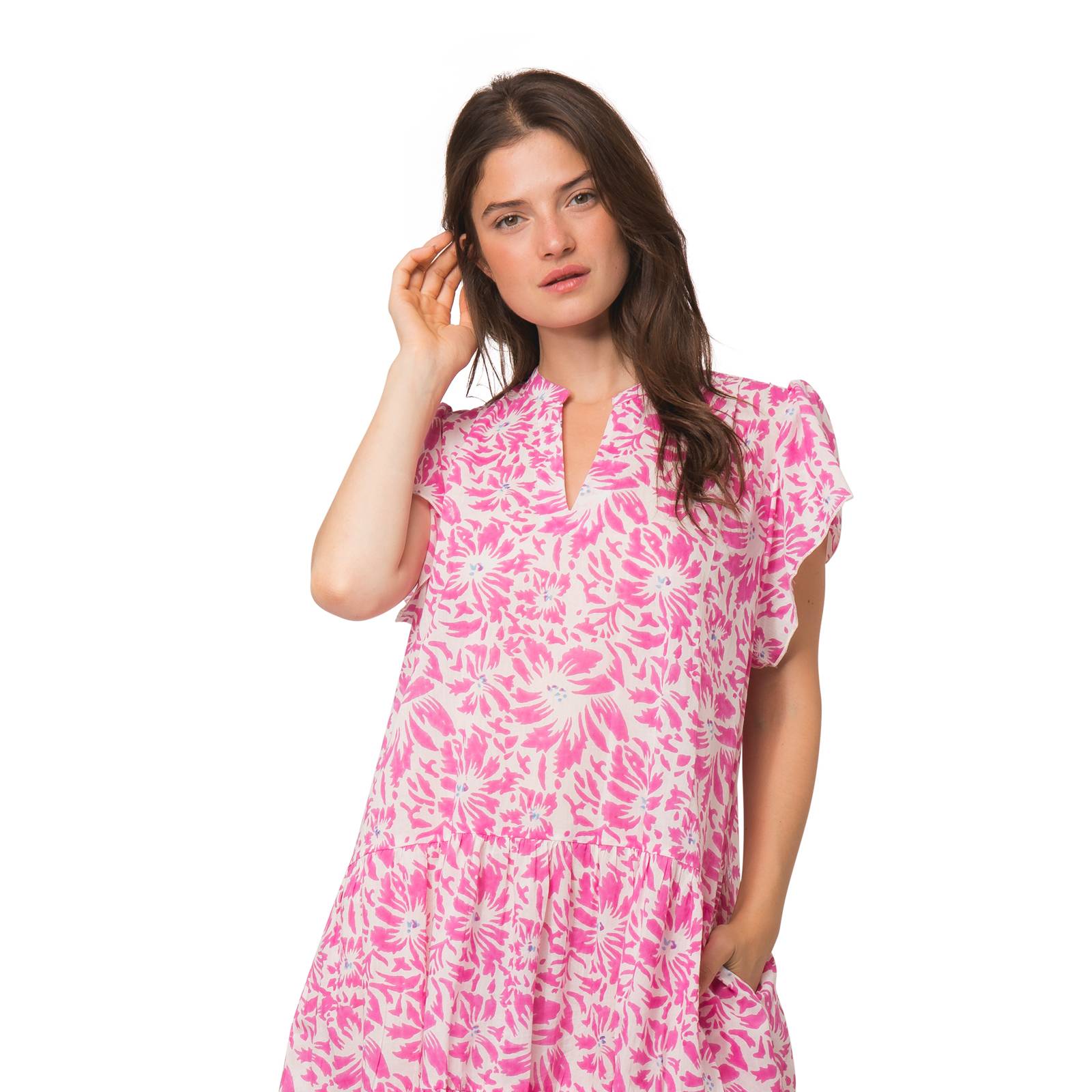 Robes Robe Daisy Lily 100% Coton bio Ethnique VR4107 PINK