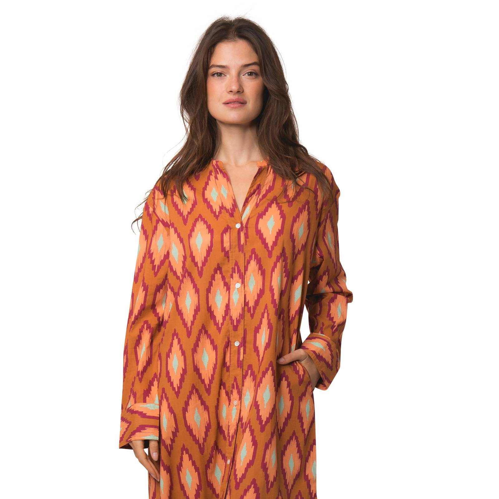 Robes Robe Alice Komba 100% Coton Ethnique VR4208 ORANGE