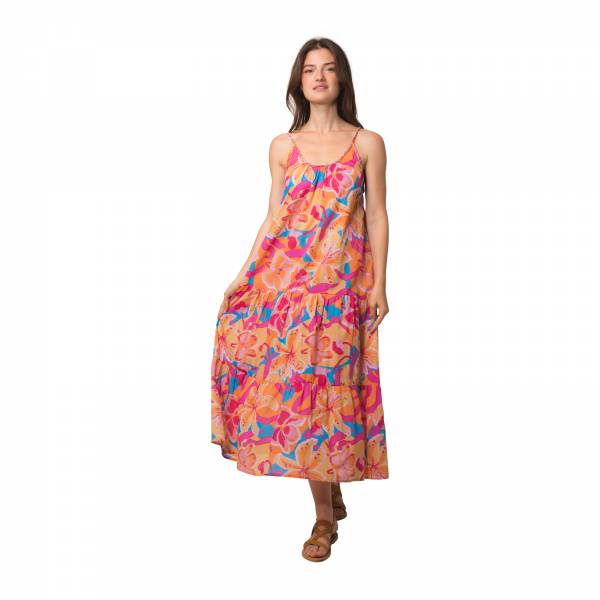 Robes Rose Dress Andilana 100% Coton Ethnique VR4214 ORANGE
