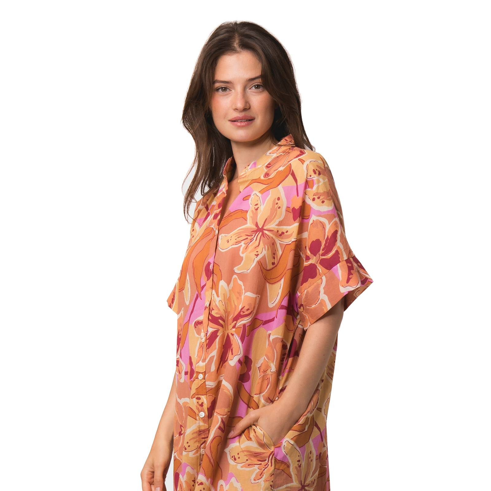 Robes Robe Kate Andilana100% Coton Ethnique VR4217 ORANGE