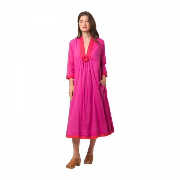 Robes Anaelle Dress S.color 100% Coton Ethnique VR4302 PINK