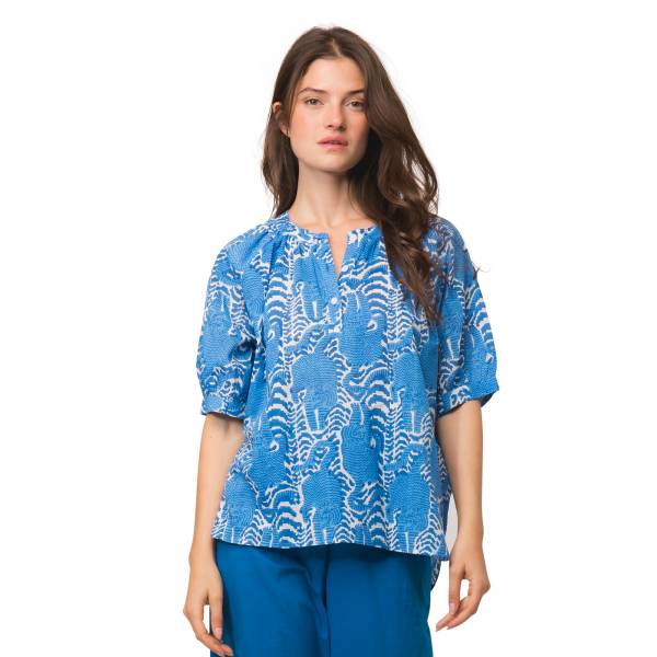 Chemises et blouses Top Melie Tiger 100% coton bio Ethnique VT4113 PINK