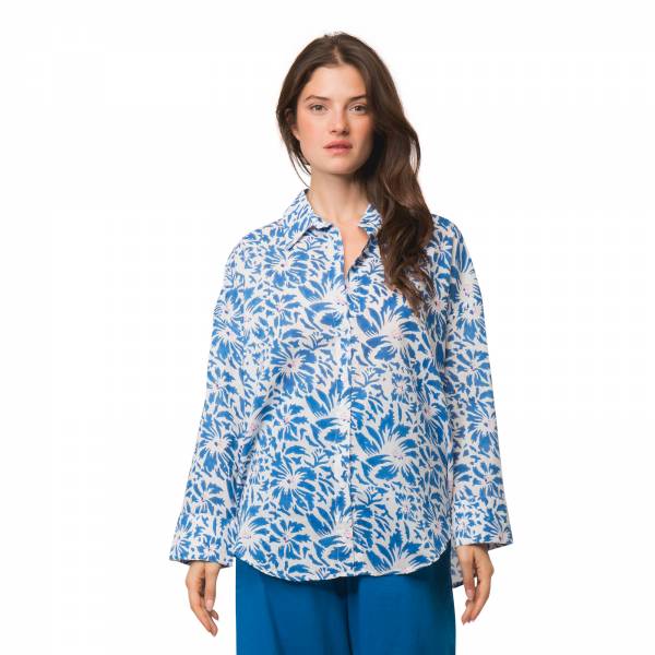 Chemises et blouses Chemise Melissa Lily 100% coton bio Ethnique VT4132 BLUE