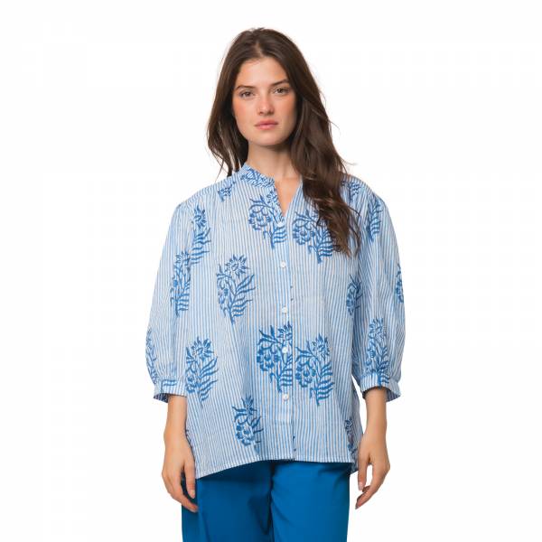 Chemises et blouses Chemise Maud Cruise 100% coton bio Ethnique VT4137 BLUE