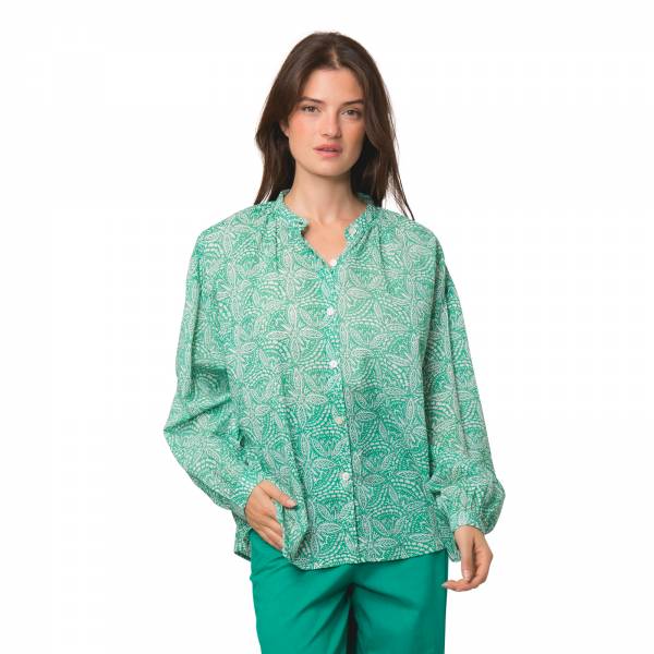 Chemises et blouses Chemise Camille Iranja 100% Coton Ethnique VT4224B GREEN
