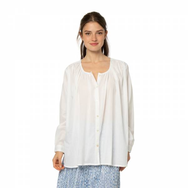 Chemises et blouses Chemise Chloé unie 100% Coton Ethnique VT4310 WHITE