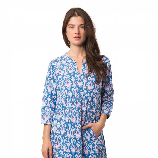 Robes Robe Elena Ikat 100% Coton tissé main Ethnique VR4705 BLUE
