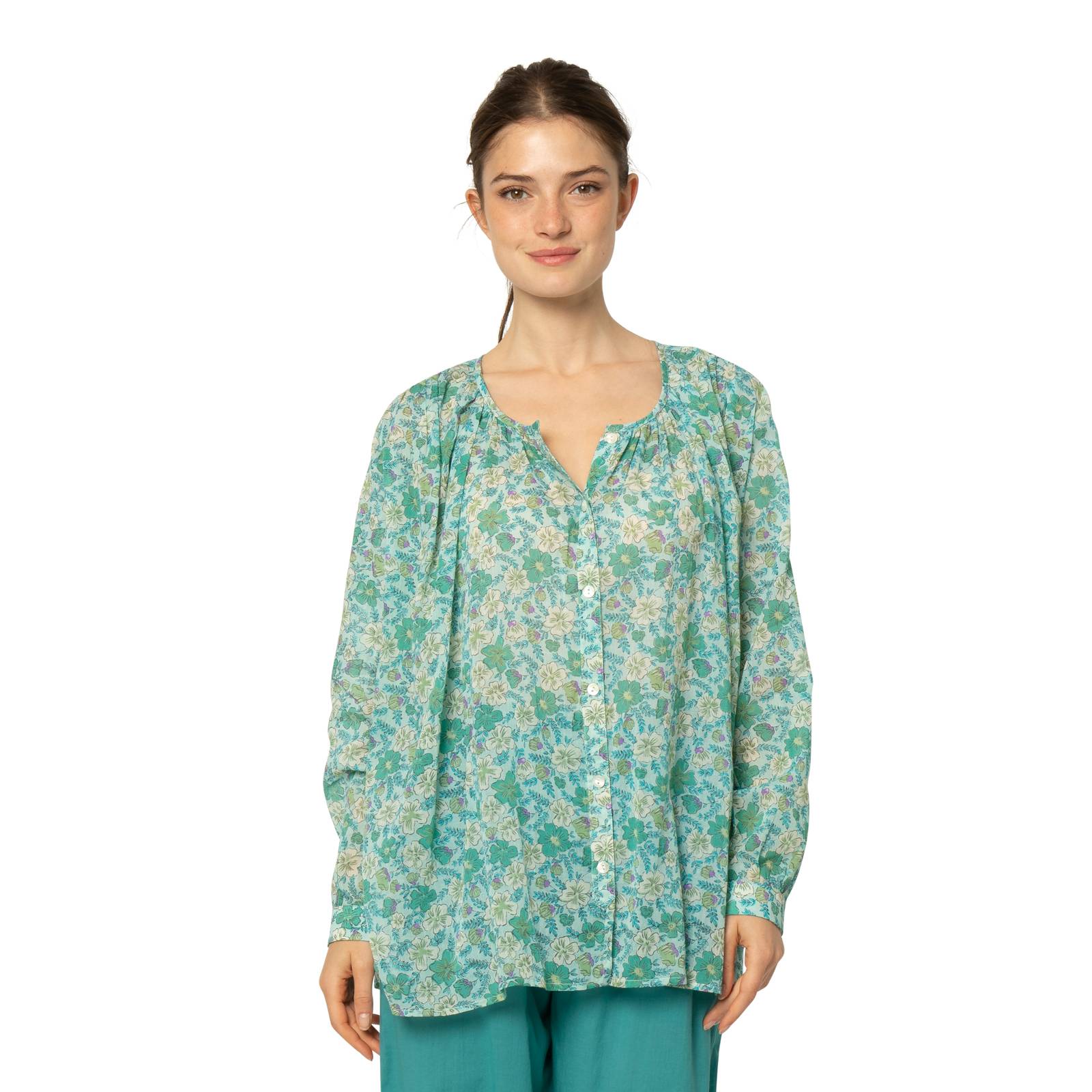 Chemises et blouses Chemise Chloe Georgette - 100% Coton Ethnique VT3240 GREEN