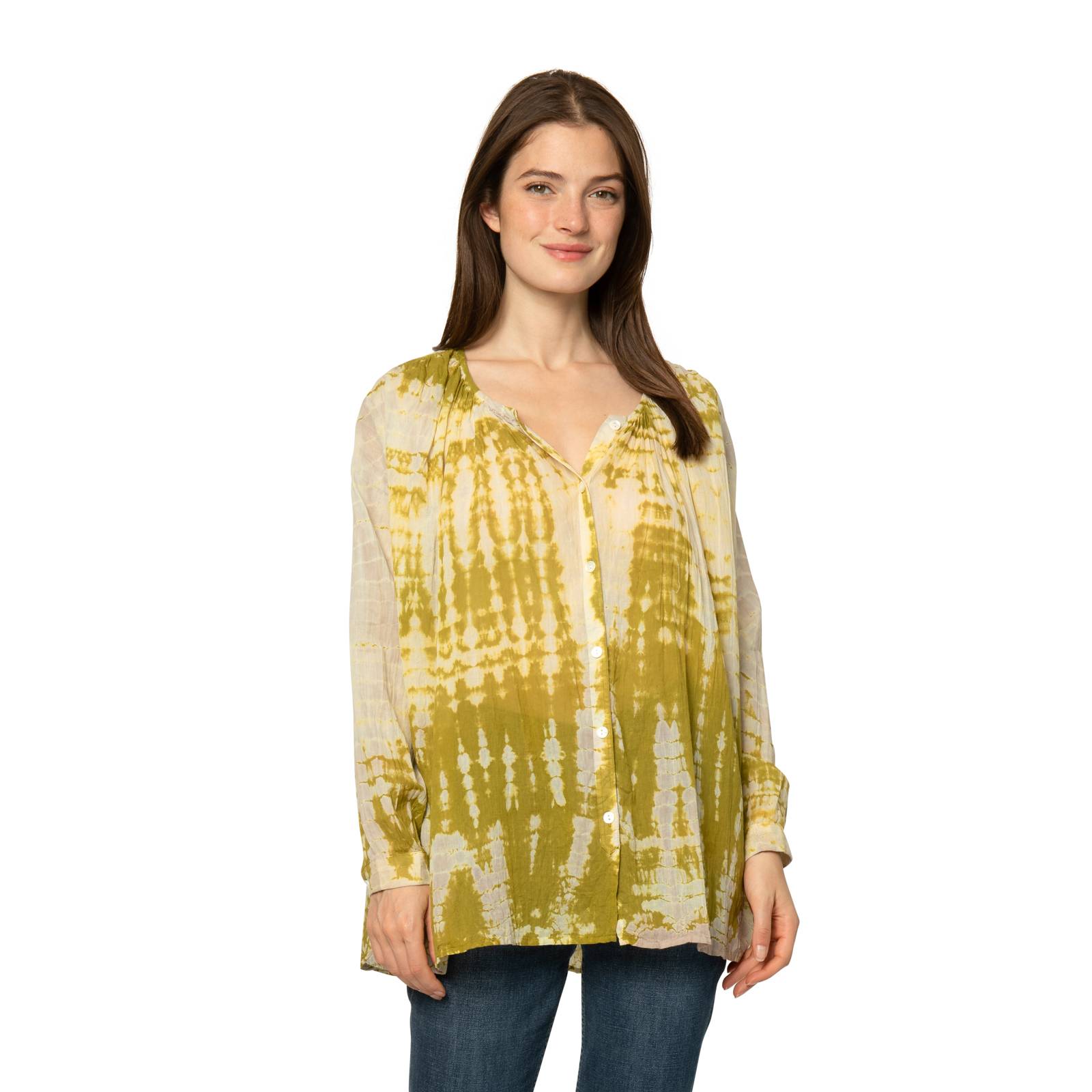 Chemises et blouses Chemise Chloe Tie & dye - 100% Coton Ethnique VT3406 KAKI BEIGE