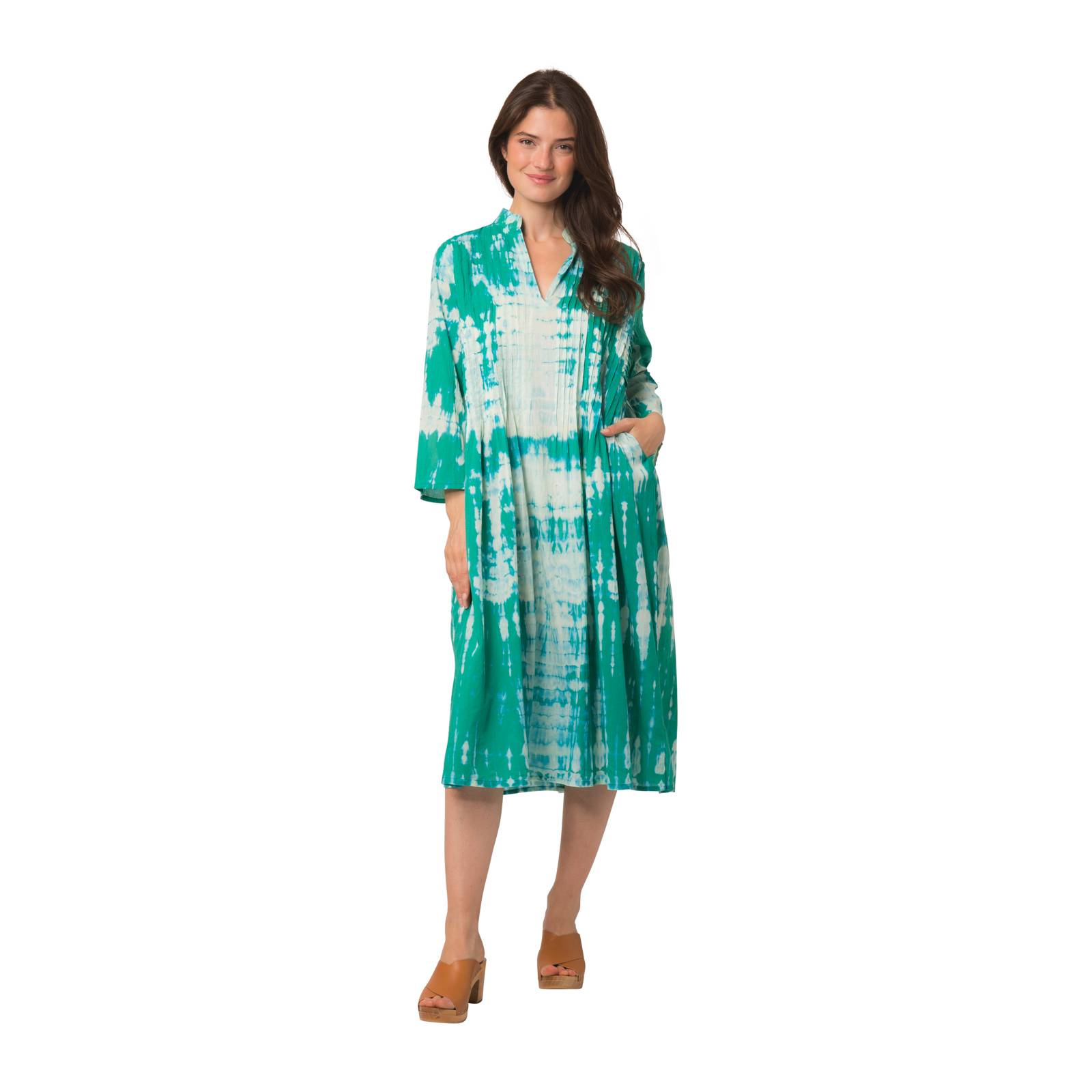 Robes Robe Marie Tie & Dye 100% Coton Ethnique VR4400 GREEN