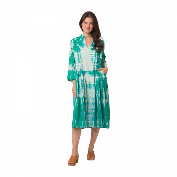 Robes Robe Marie Tie & Dye 100% Coton Ethnique VR4400 GREEN
