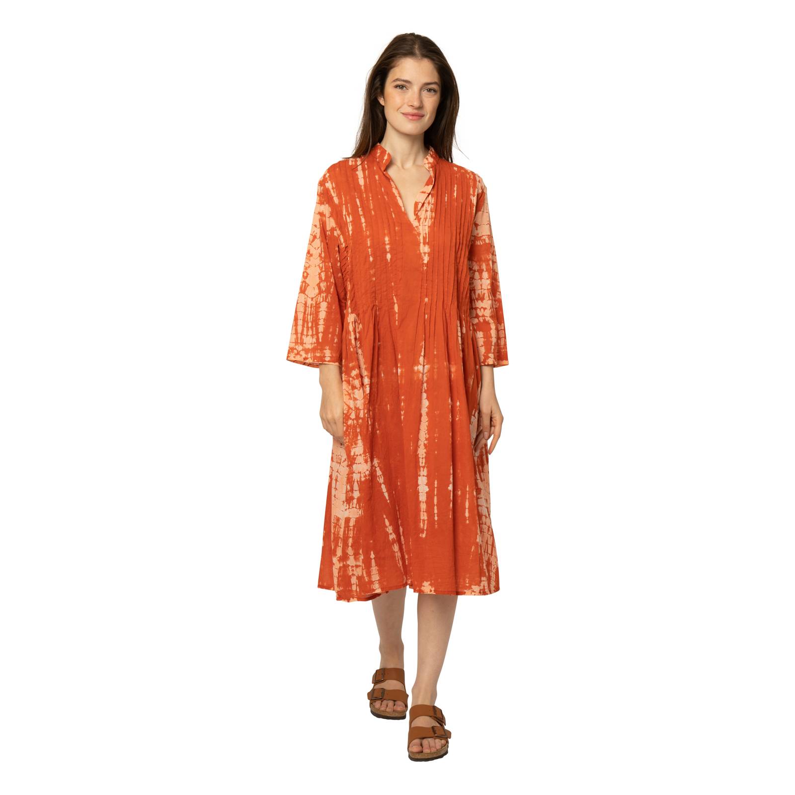 Robes Robe bohème Marie Tie & Dye - 100% Coton Ethnique VR3401 TERRACOTTA