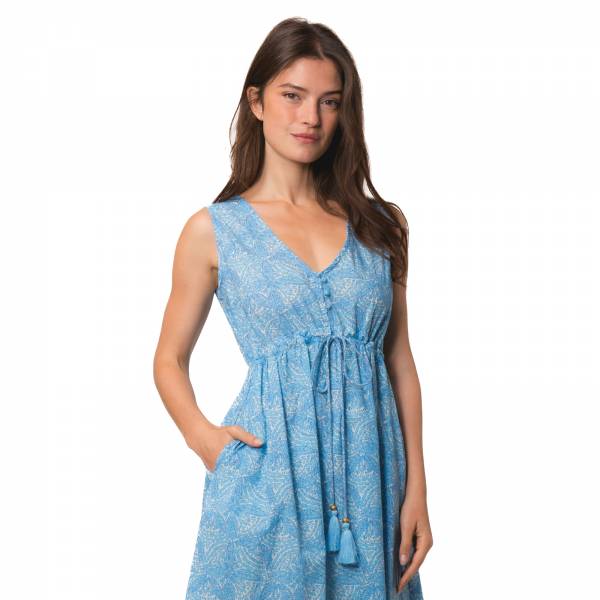 Robes Robe Natasha Iranja 100% Coton Ethnique VR4205 BLUE